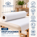 Drap d’examen lisse 70 cm SPA MARKET sur table de massage, 2 plis, visuel principal harmonisé