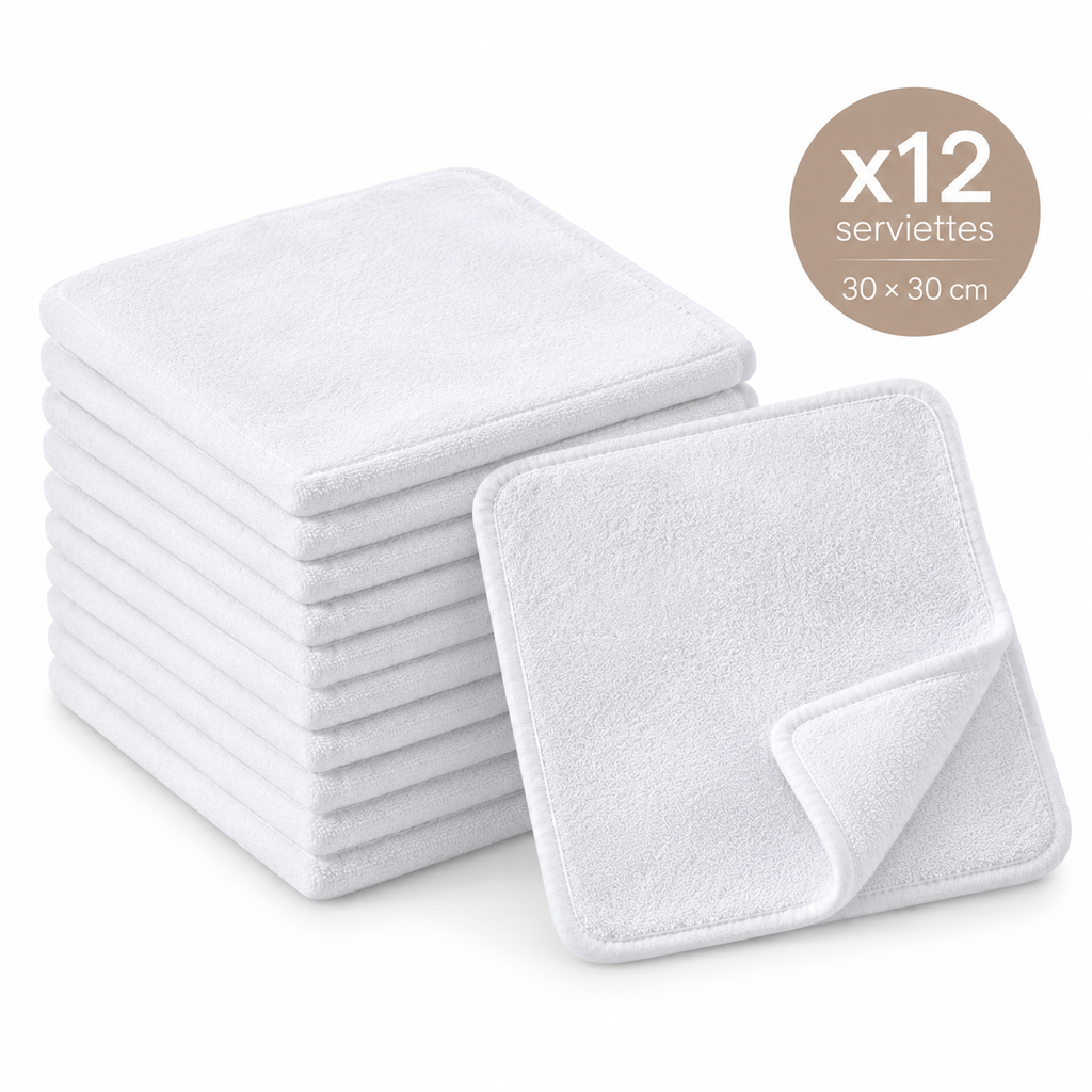 Serviette Mains 30*30 cm - Qualité Hôtel Spa - Pack de 12 Unités