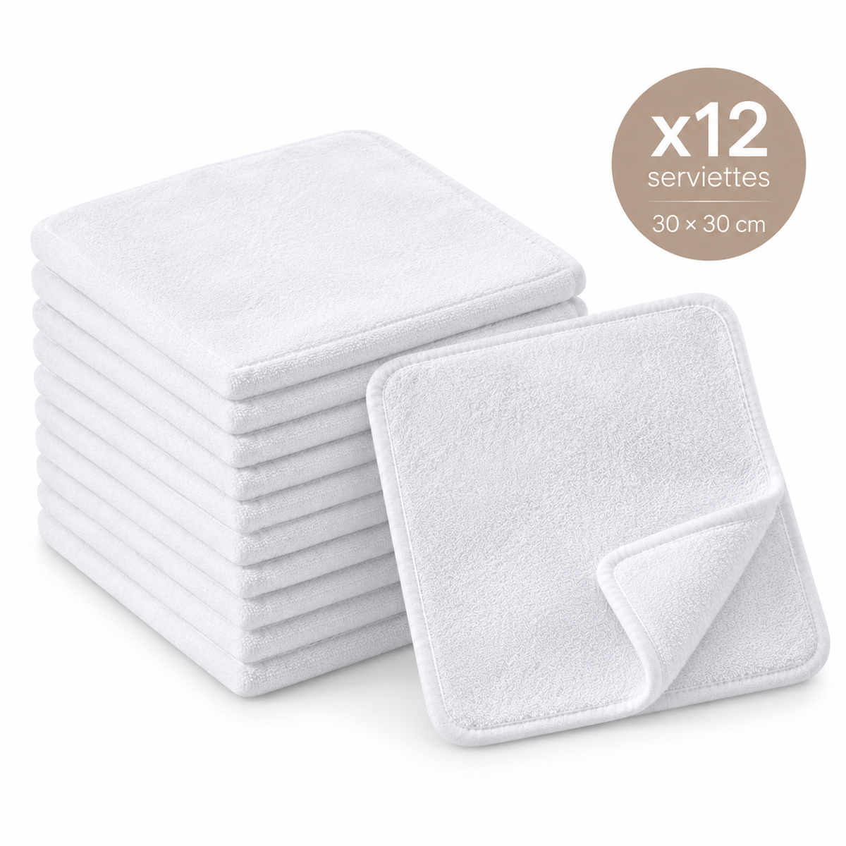 Serviette Mains 30*30 cm - Qualité Hôtel Spa - Pack de 12 Unités